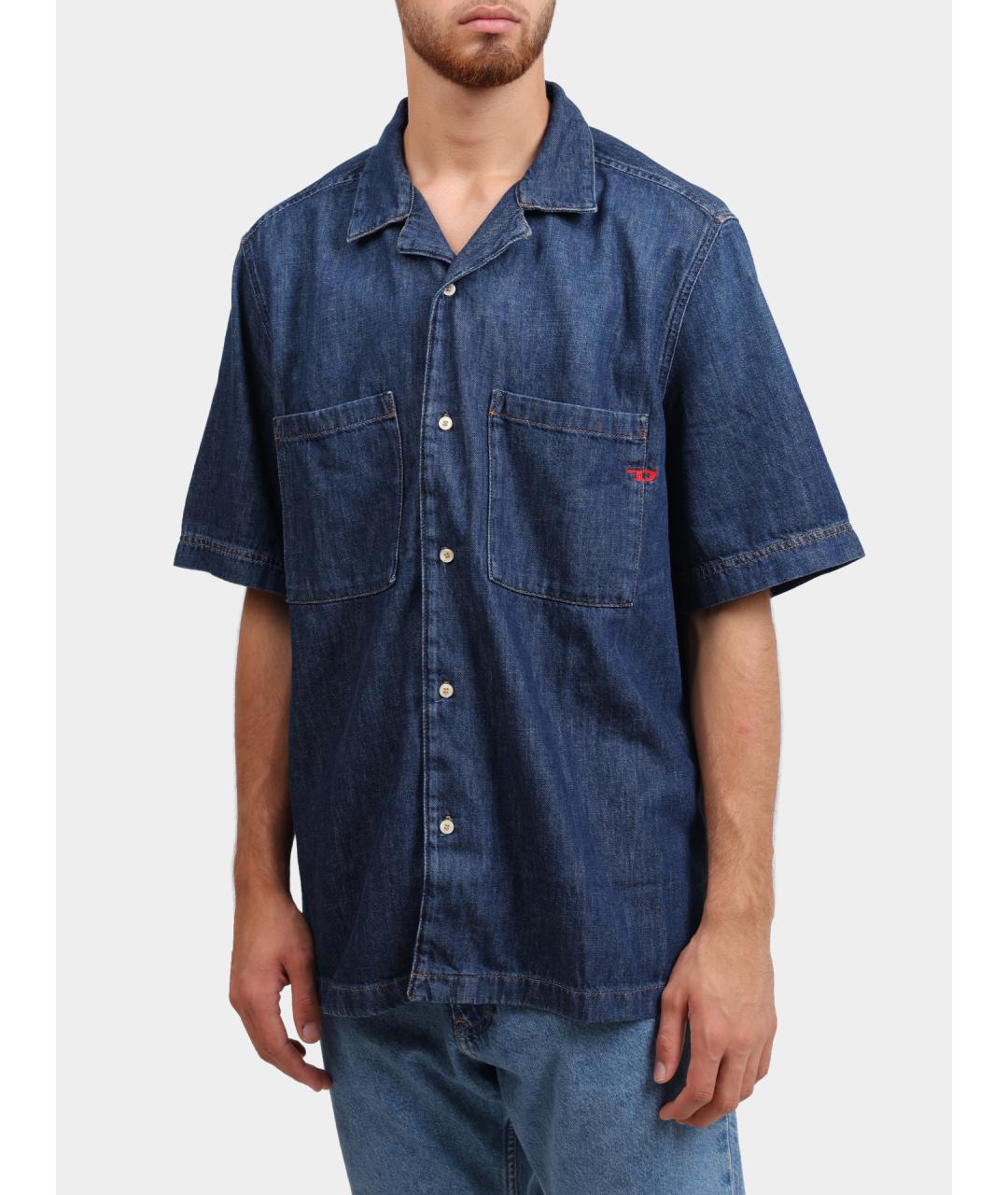 DIESEL Синяя хлопковая кэжуал рубашка, фото 3