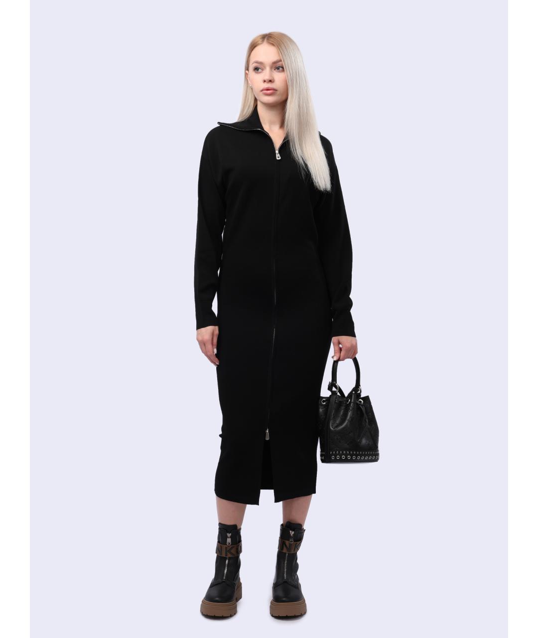 PINKO Черное вискозное повседневное платье, фото 2