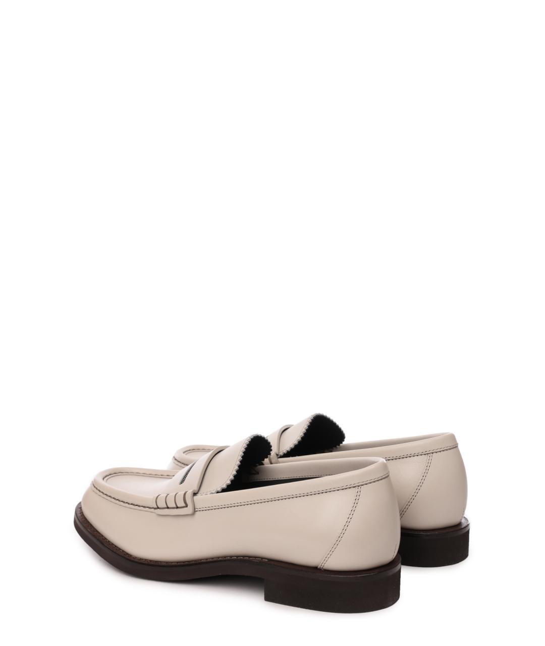 BRUNELLO CUCINELLI Белые кожаные лоферы, фото 3