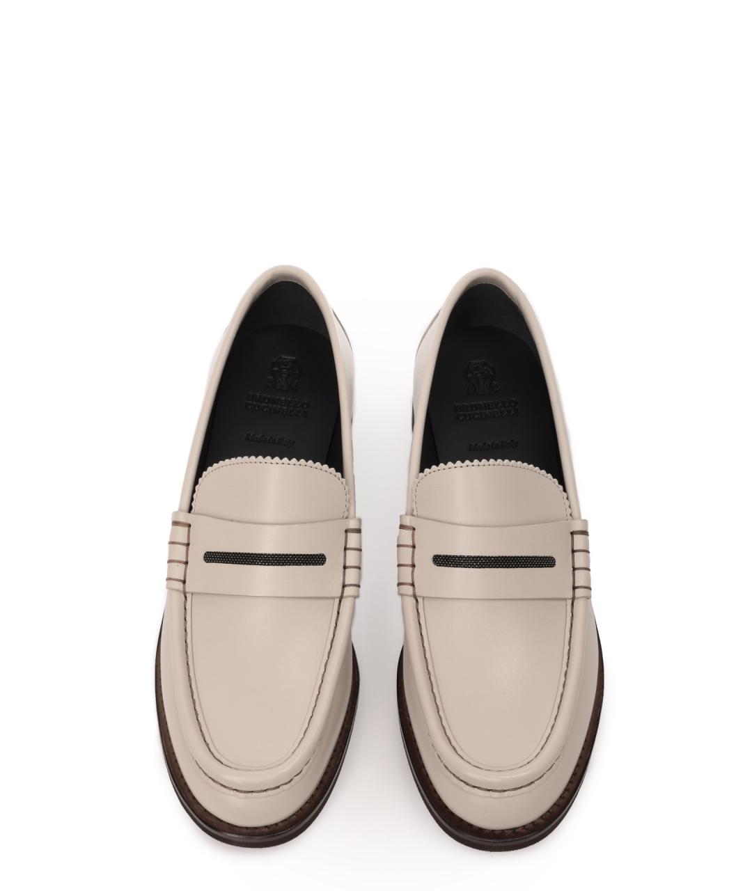 BRUNELLO CUCINELLI Белые кожаные лоферы, фото 5