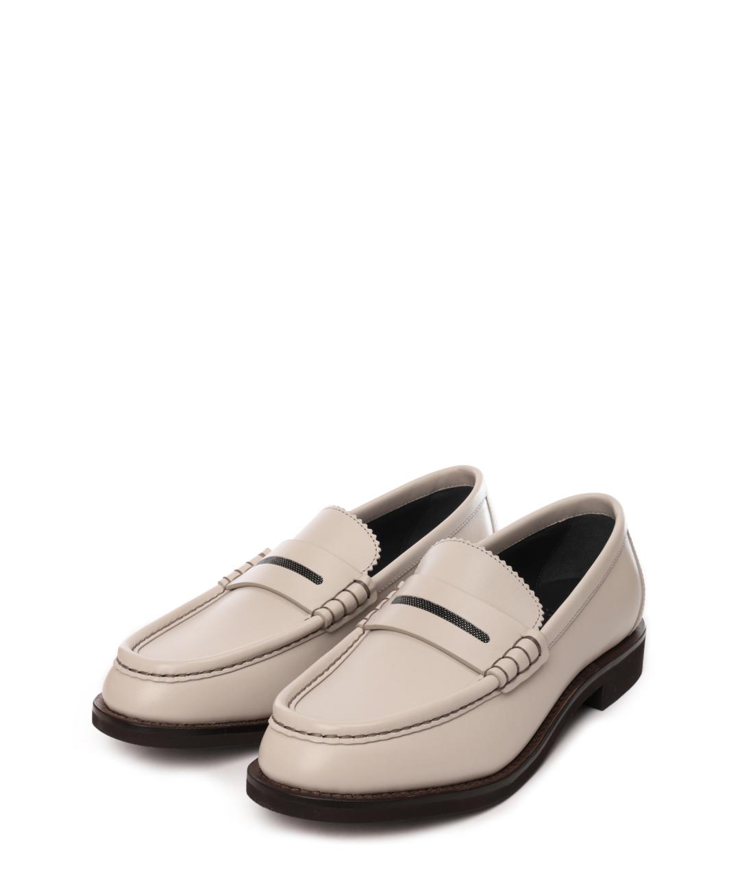 BRUNELLO CUCINELLI Белые кожаные лоферы, фото 2