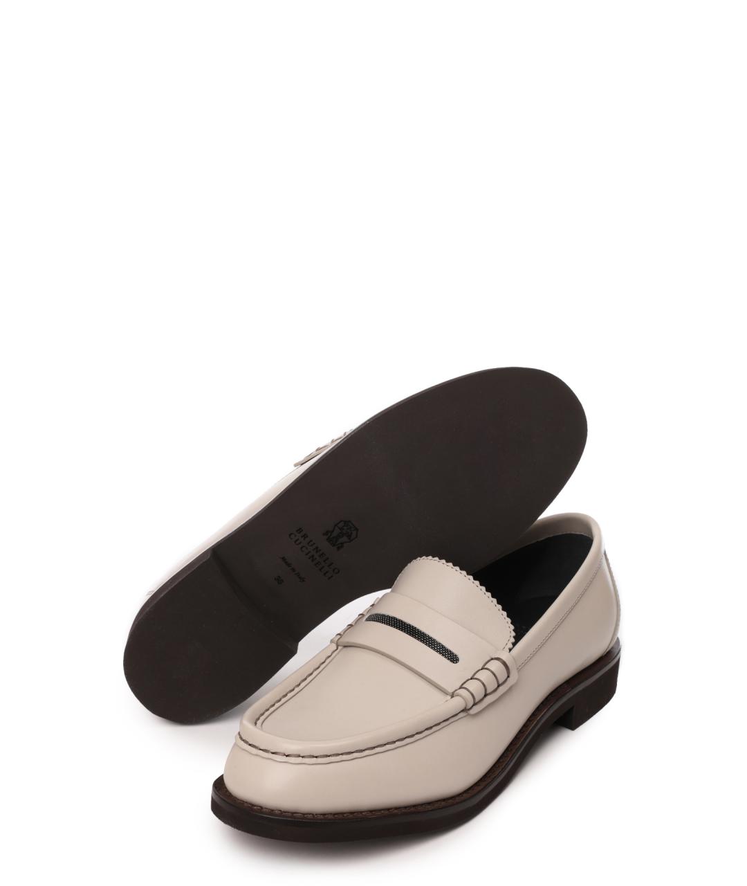 BRUNELLO CUCINELLI Белые кожаные лоферы, фото 4