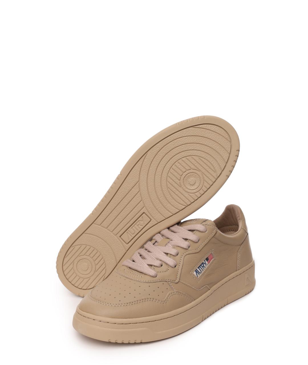 AUTRY Бежевые кожаные низкие кроссовки / кеды, фото 4