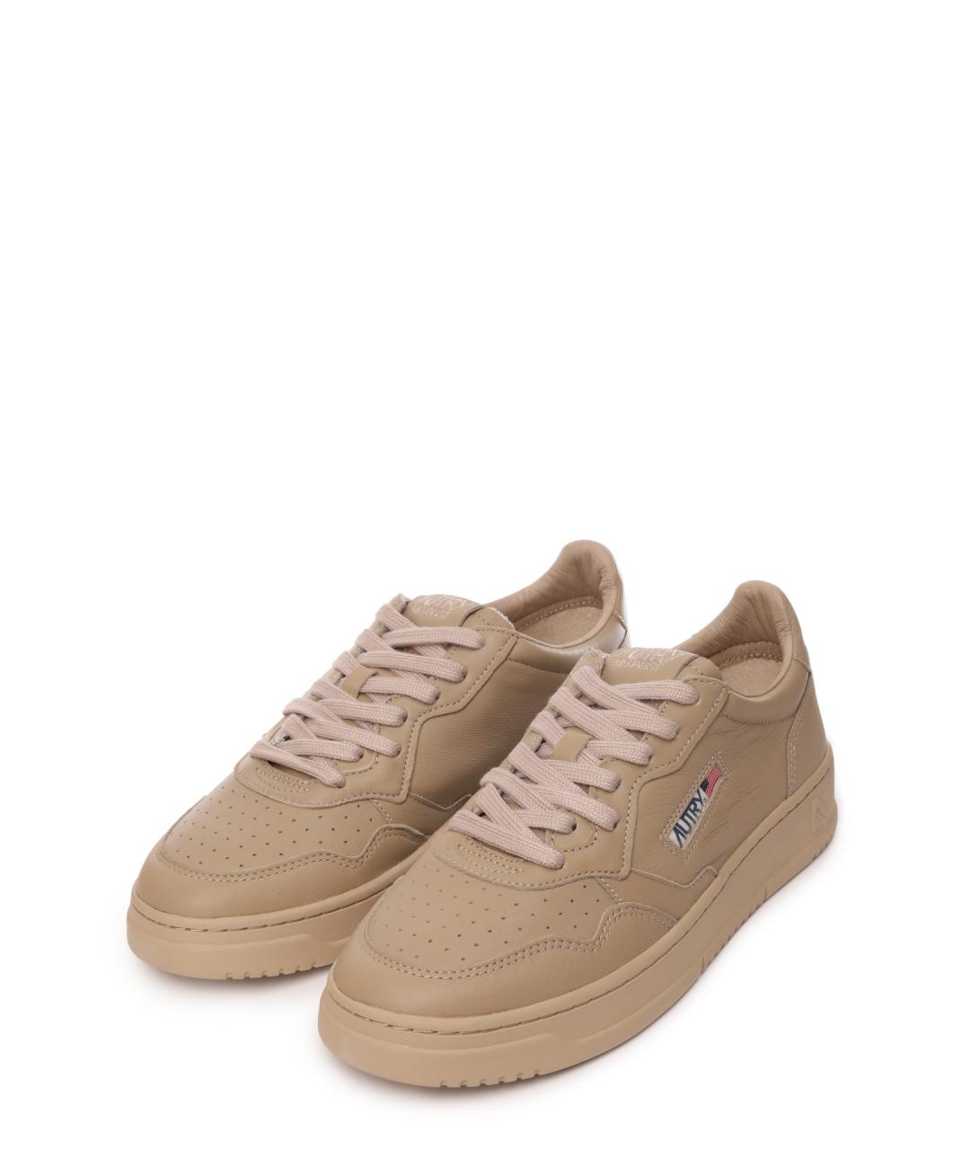 AUTRY Бежевые кожаные низкие кроссовки / кеды, фото 2