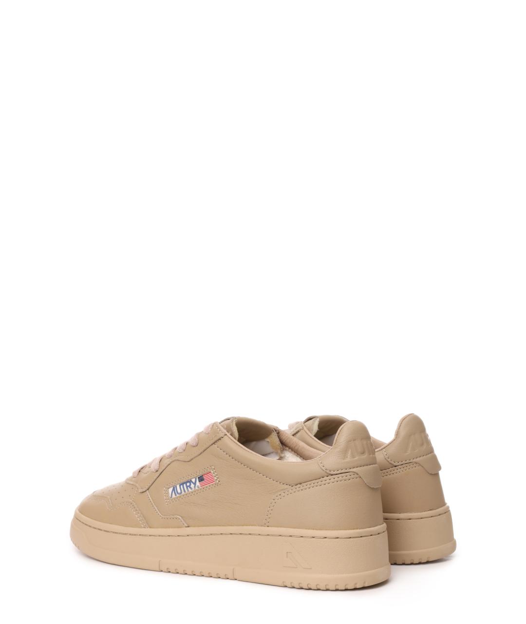 AUTRY Бежевые кожаные низкие кроссовки / кеды, фото 3