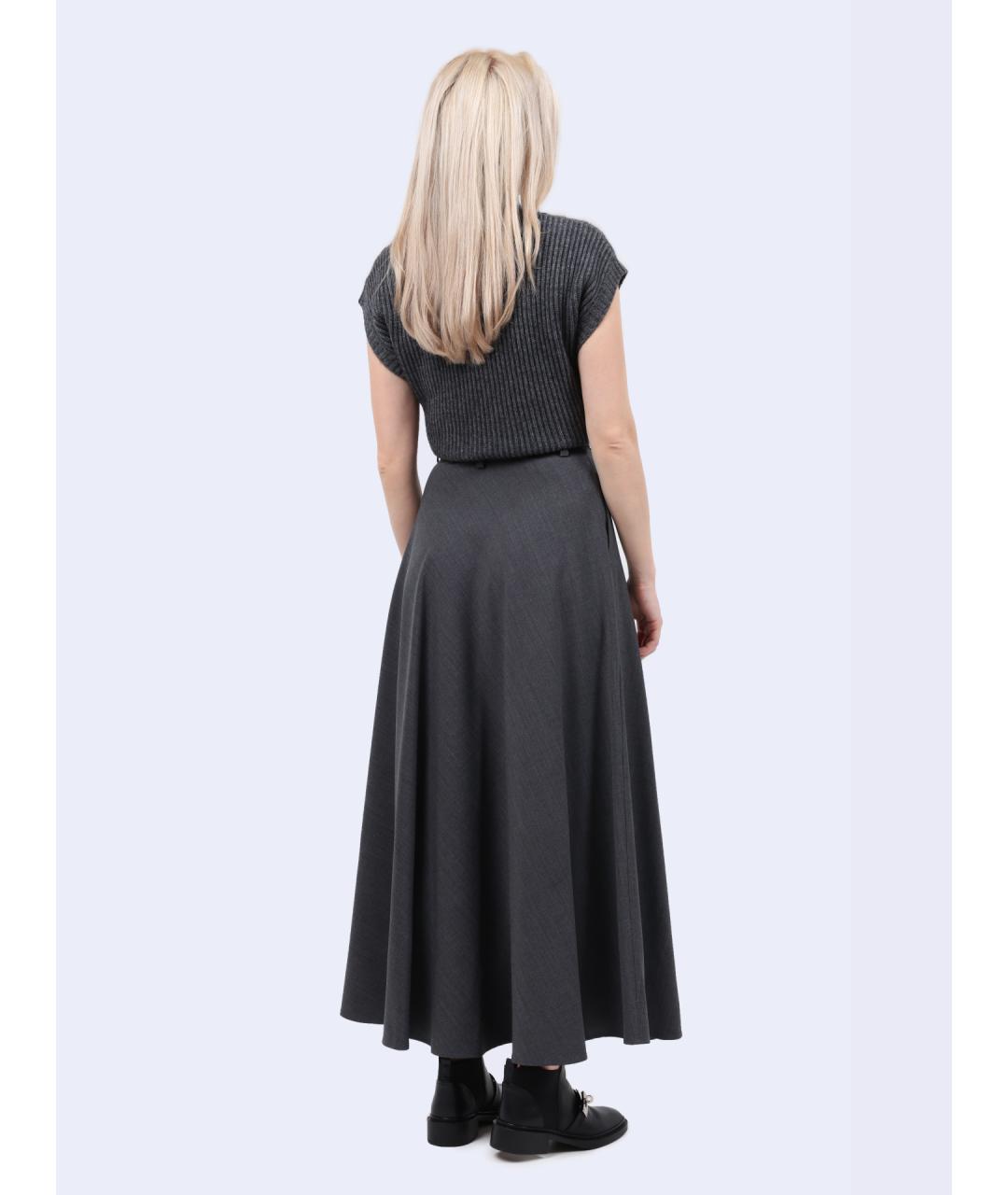 HERNO Серая полиэстеровая юбка макси, фото 5