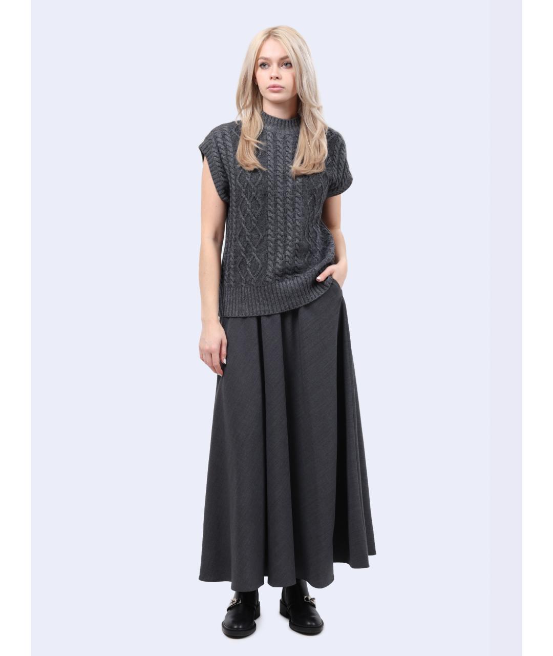 HERNO Серая полиэстеровая юбка макси, фото 2