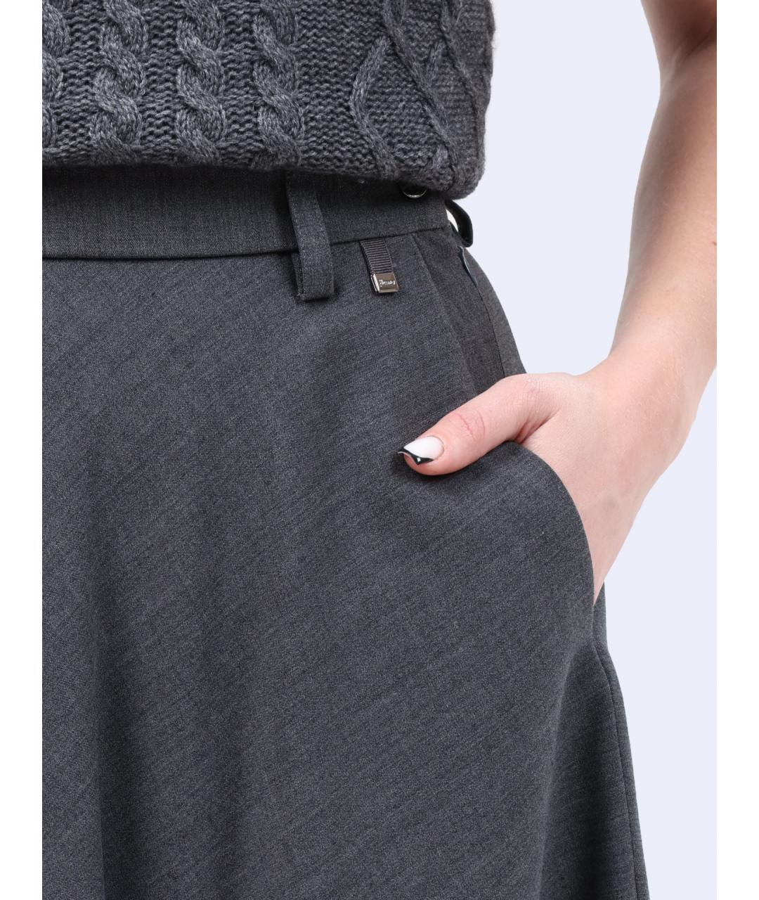 HERNO Серая полиэстеровая юбка макси, фото 4