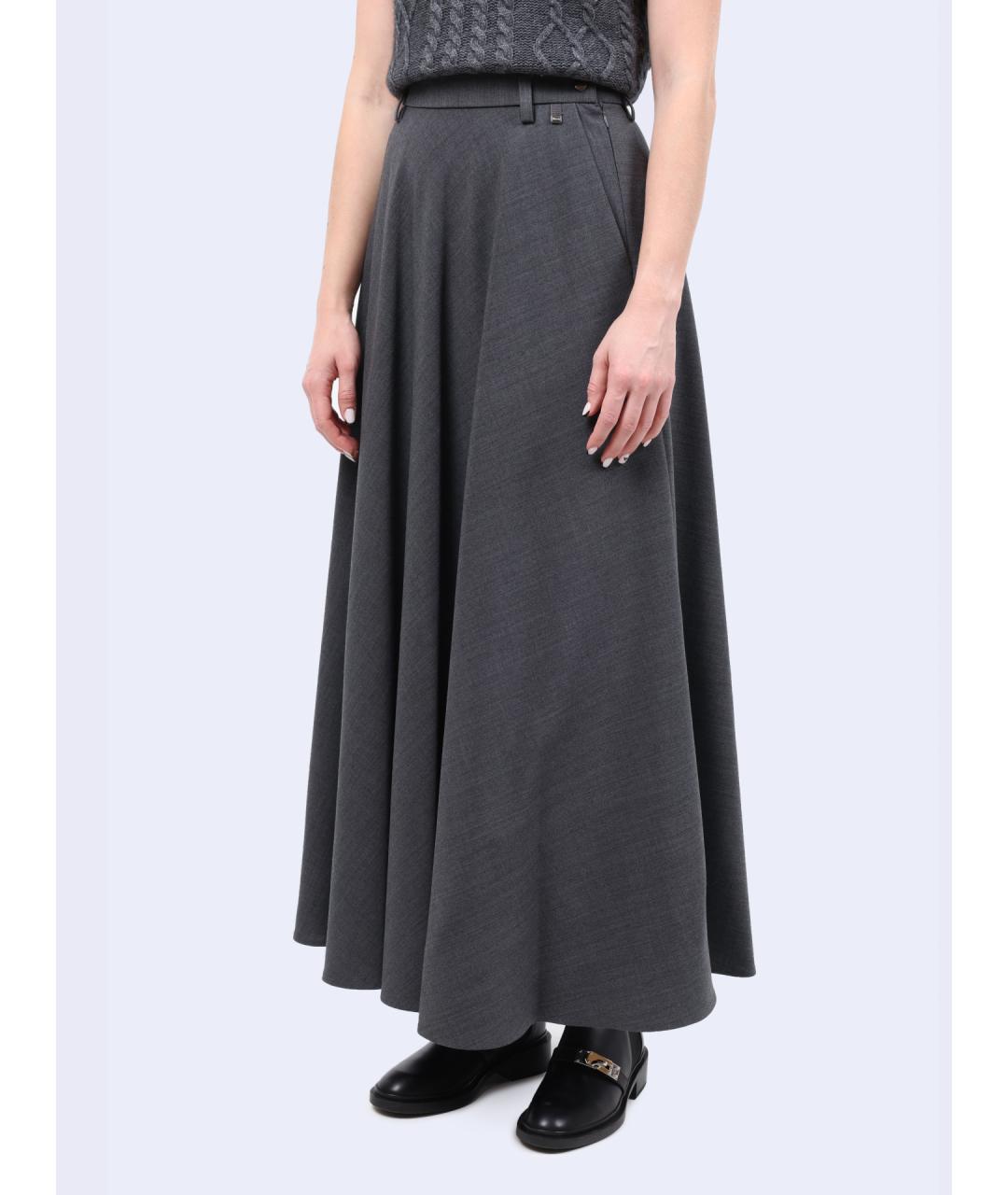 HERNO Серая полиэстеровая юбка макси, фото 3