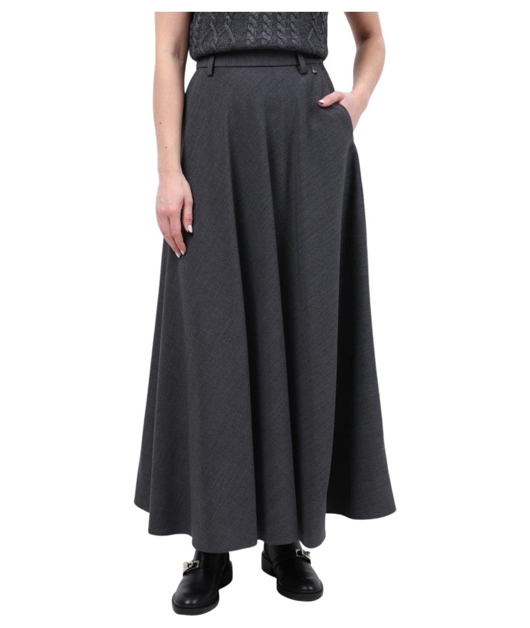 HERNO Серая полиэстеровая юбка макси, фото 1