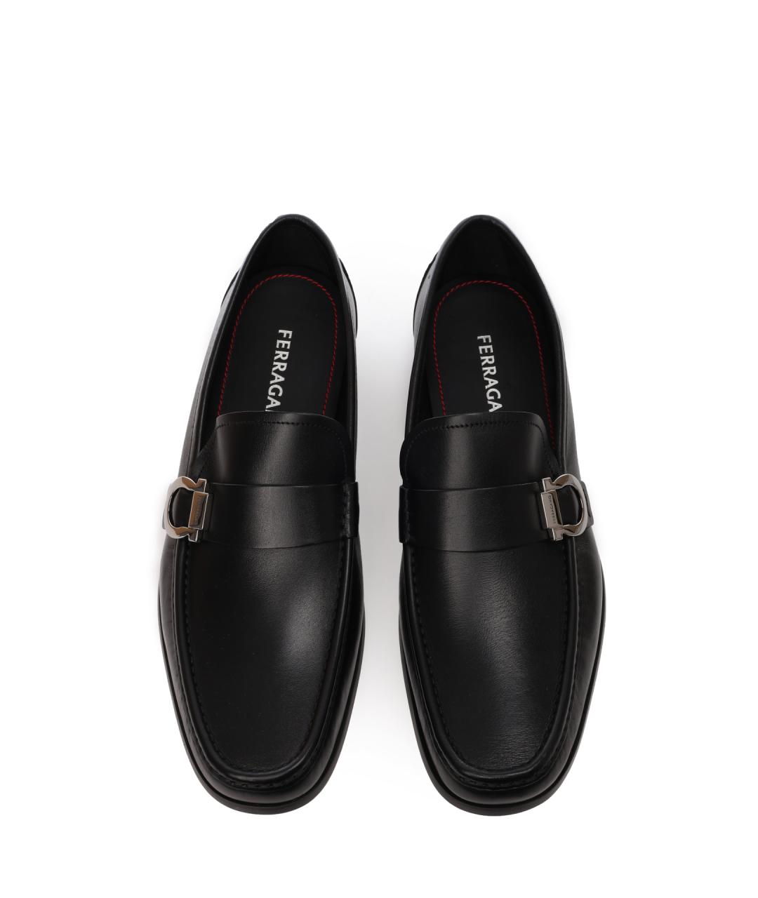 FERRAGAMO Черные кожаные лоферы, фото 5