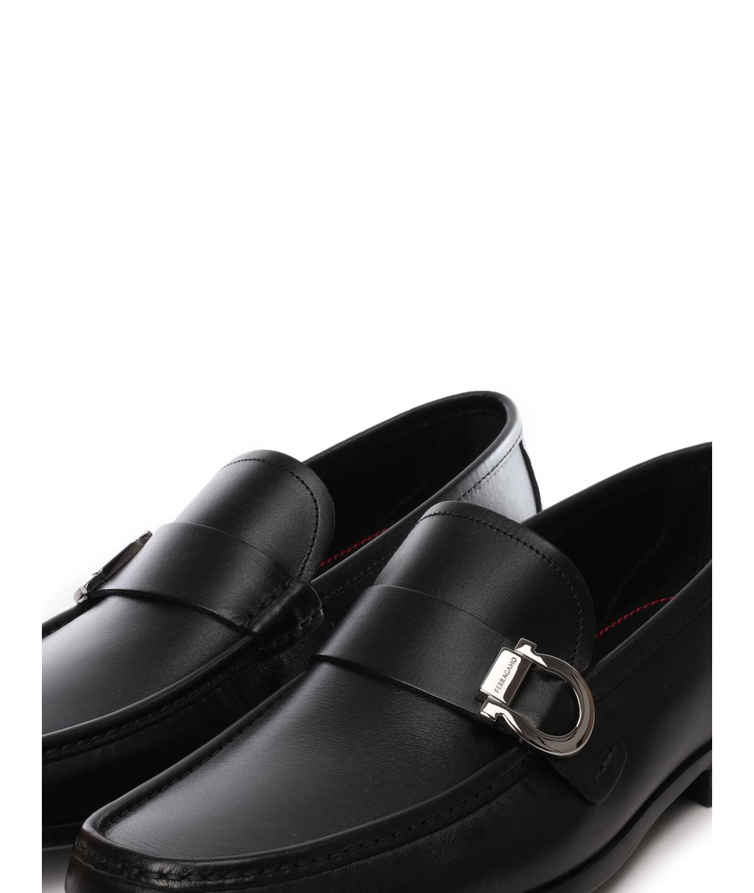 FERRAGAMO Черные кожаные лоферы, фото 6