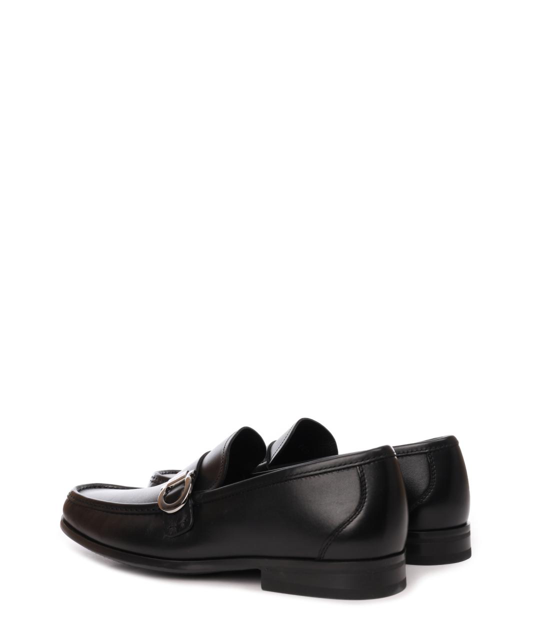 FERRAGAMO Черные кожаные лоферы, фото 3