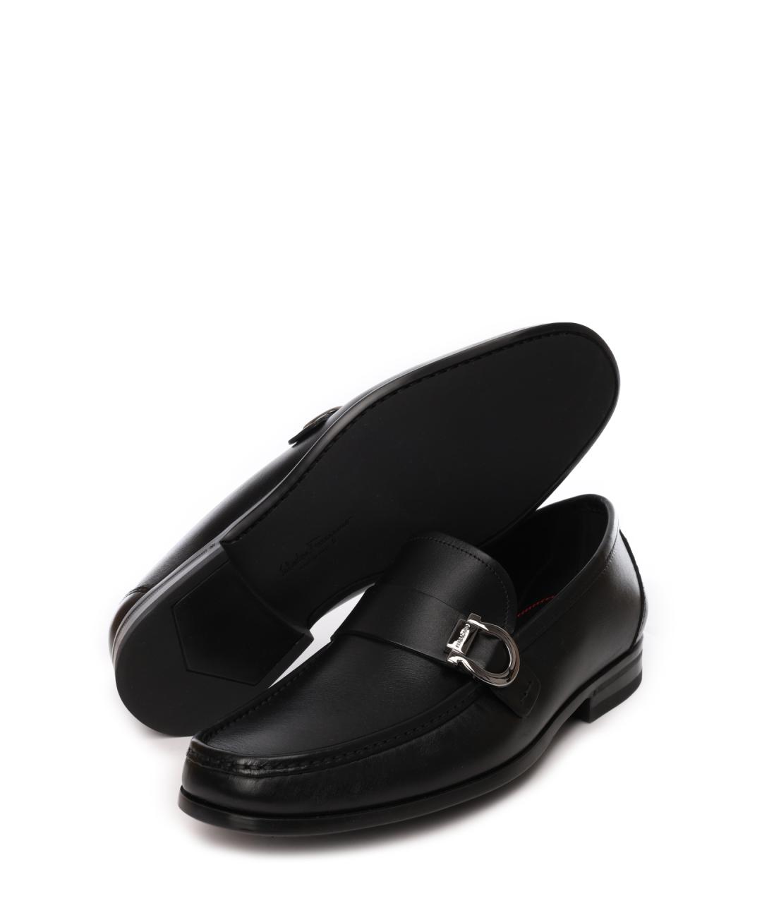 FERRAGAMO Черные кожаные лоферы, фото 4