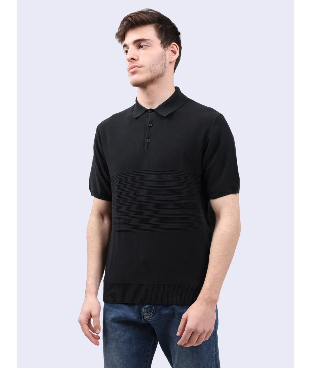 ARMANI EXCHANGE Черное хлопковое поло с коротким рукавом, фото 3