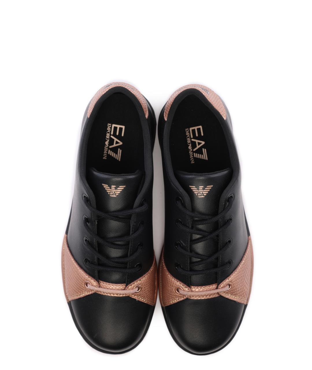 EA7 Черные кожаные кеды, фото 5