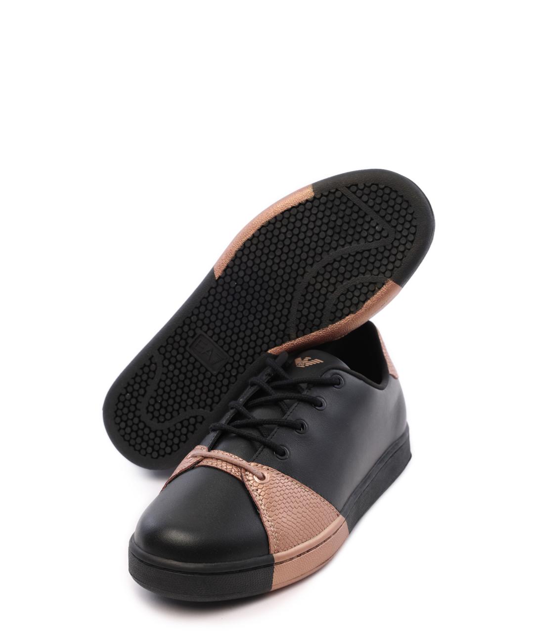 EA7 Черные кожаные кеды, фото 4