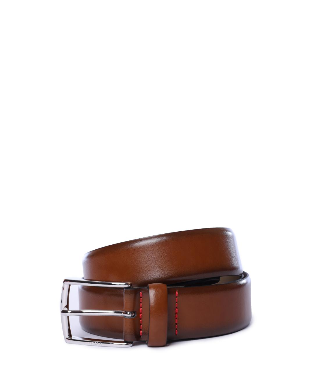 HUGO Коричневый кожаный ремень, фото 3