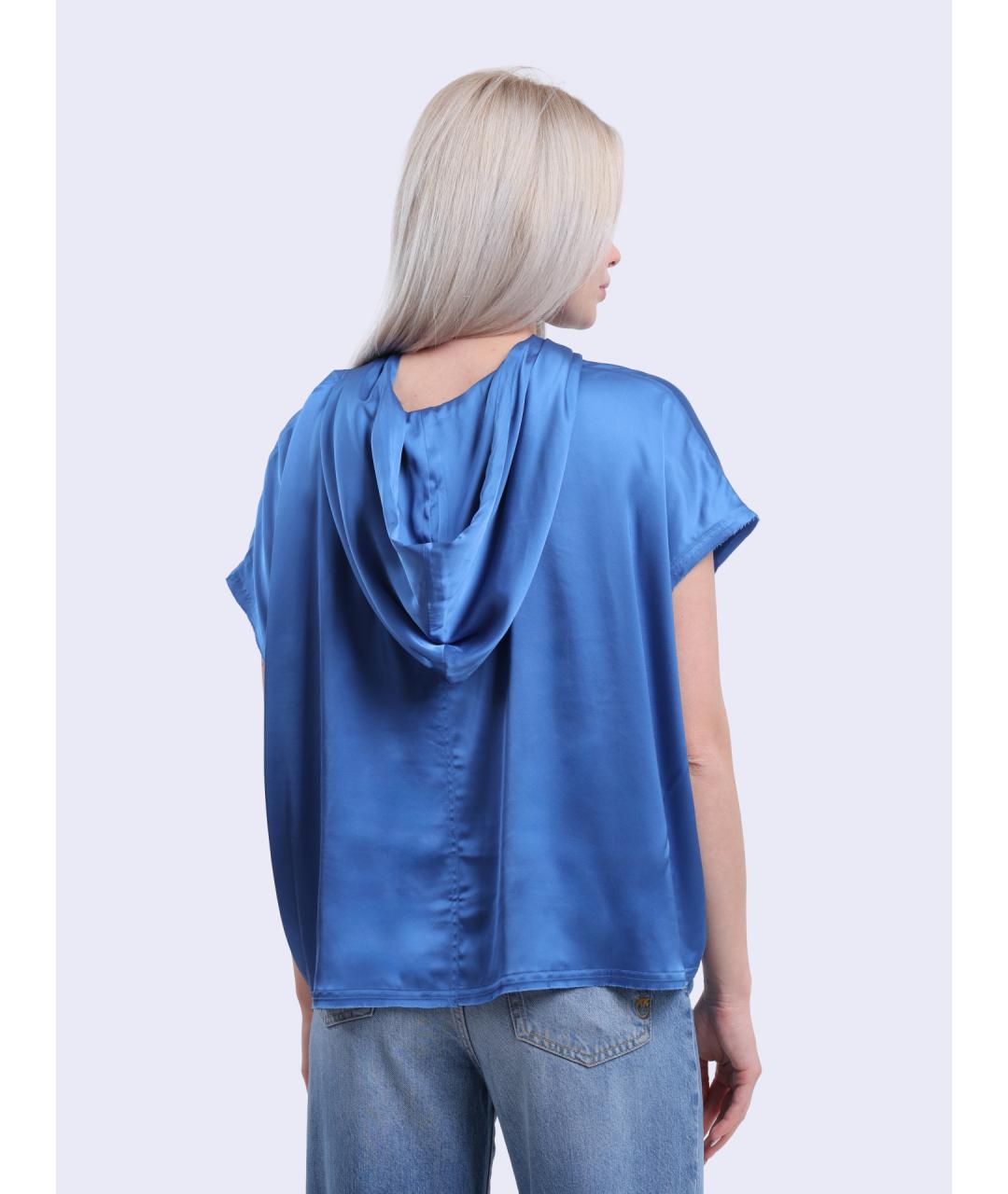 PINKO Синяя атласная футболка, фото 4