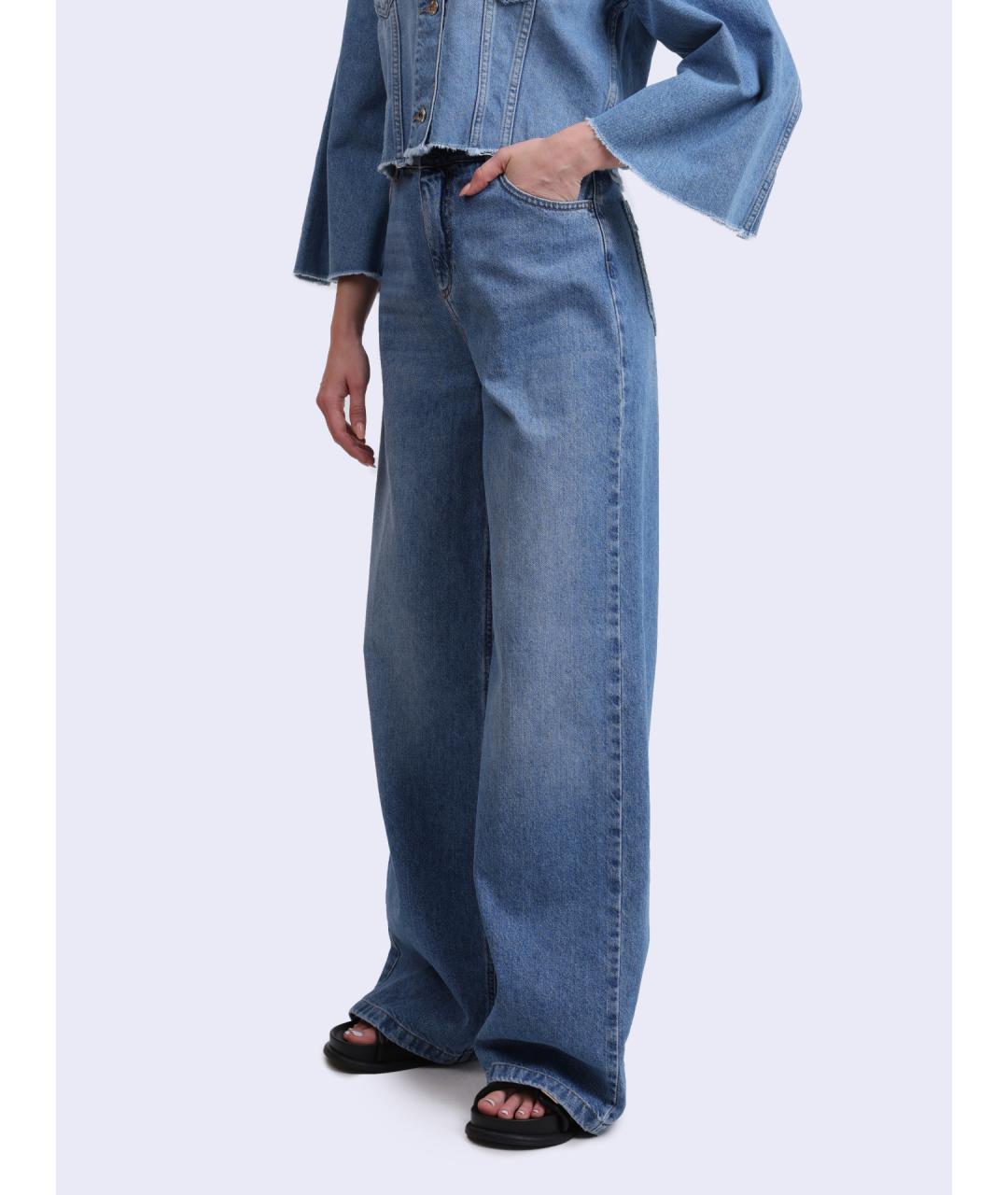 LIU JO Голубые хлопковые прямые джинсы, фото 3