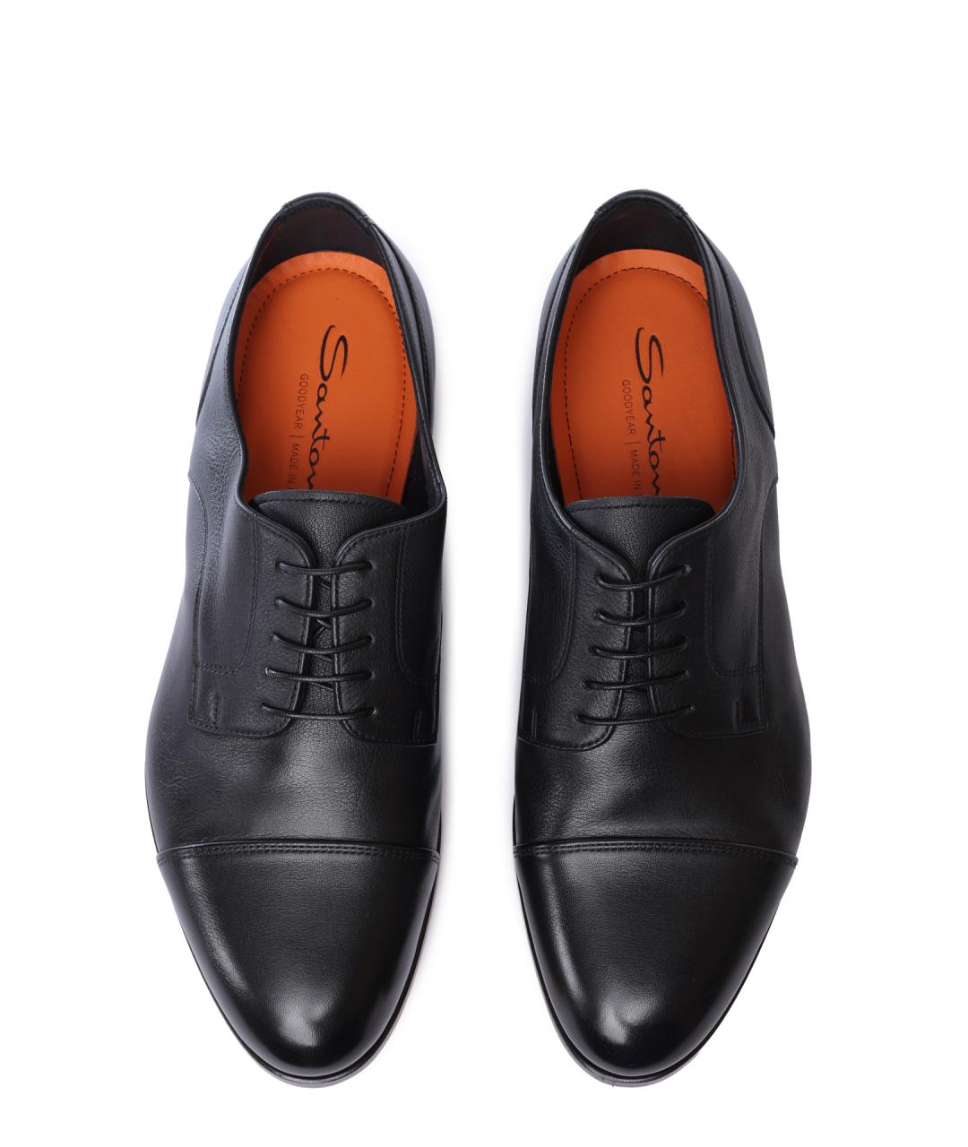 SANTONI Черные кожаные туфли, фото 3