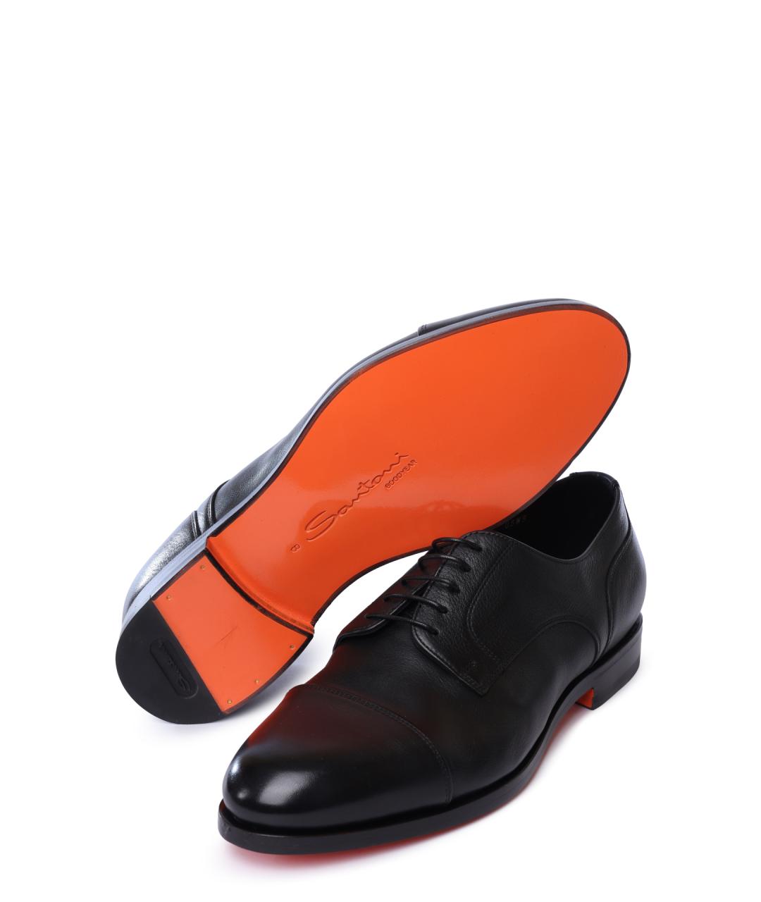 SANTONI Черные кожаные туфли, фото 4