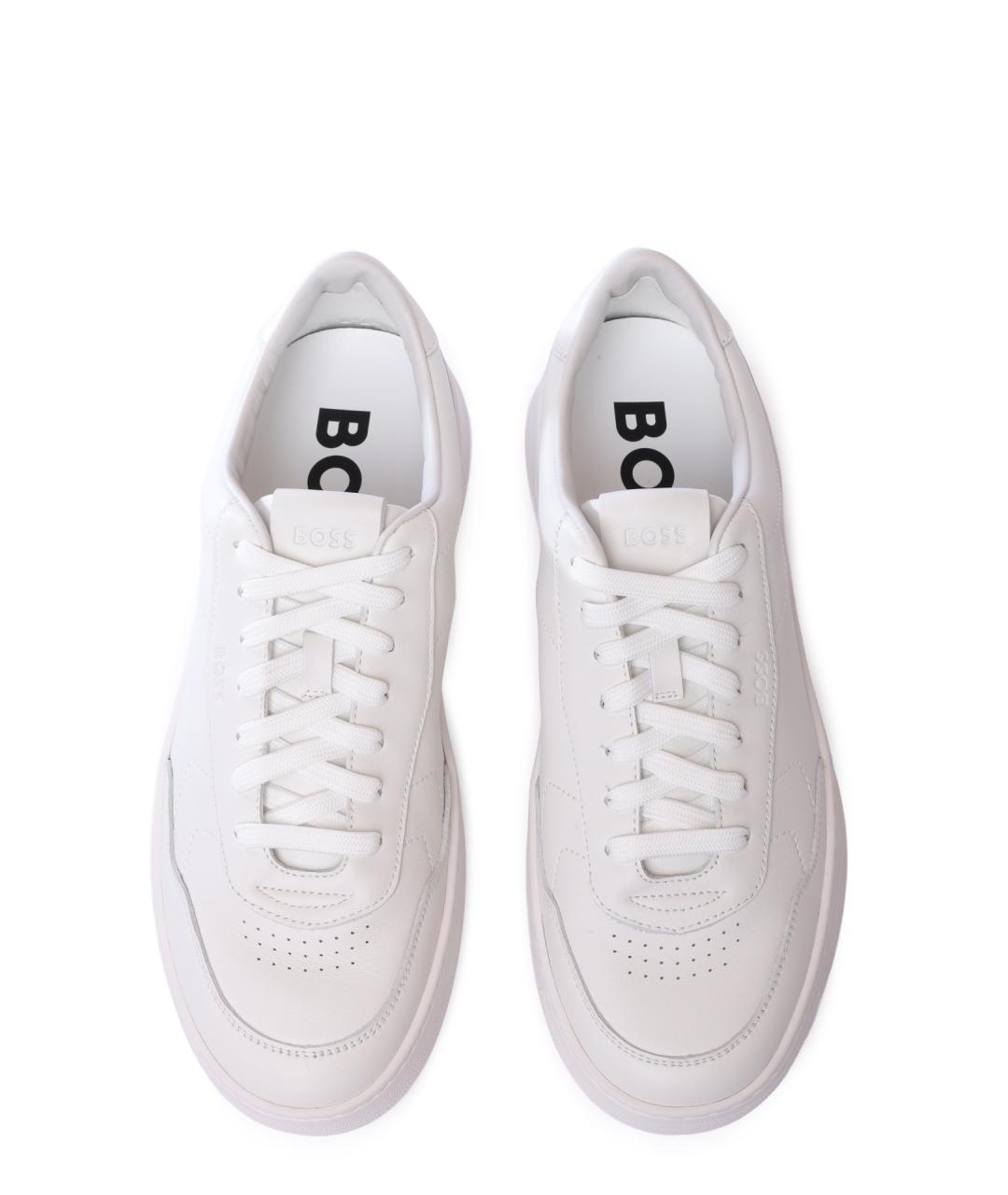 HUGO BOSS Белые кожаные низкие кроссовки / кеды, фото 3