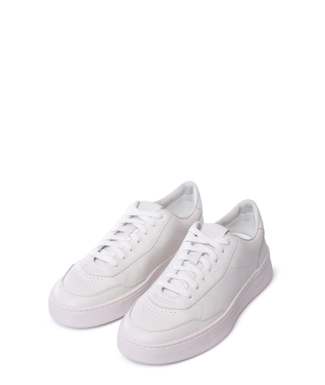 HUGO BOSS Белые кожаные низкие кроссовки / кеды, фото 2