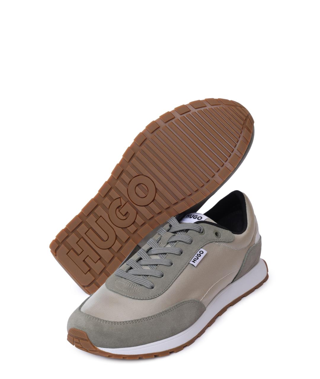 HUGO Зеленые текстильные низкие кроссовки / кеды, фото 4