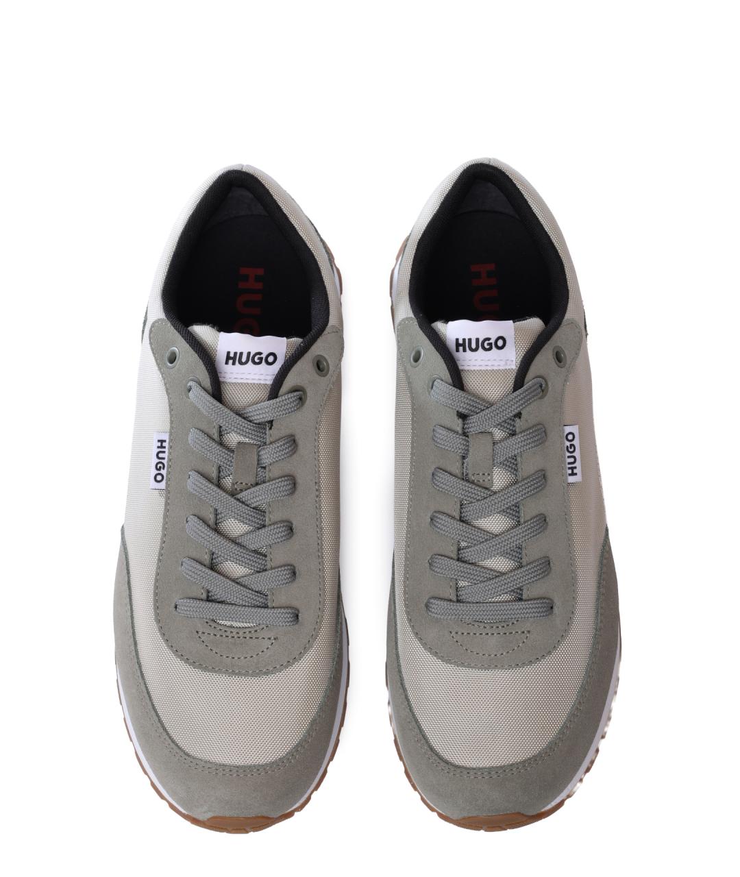 HUGO Зеленые текстильные низкие кроссовки / кеды, фото 3