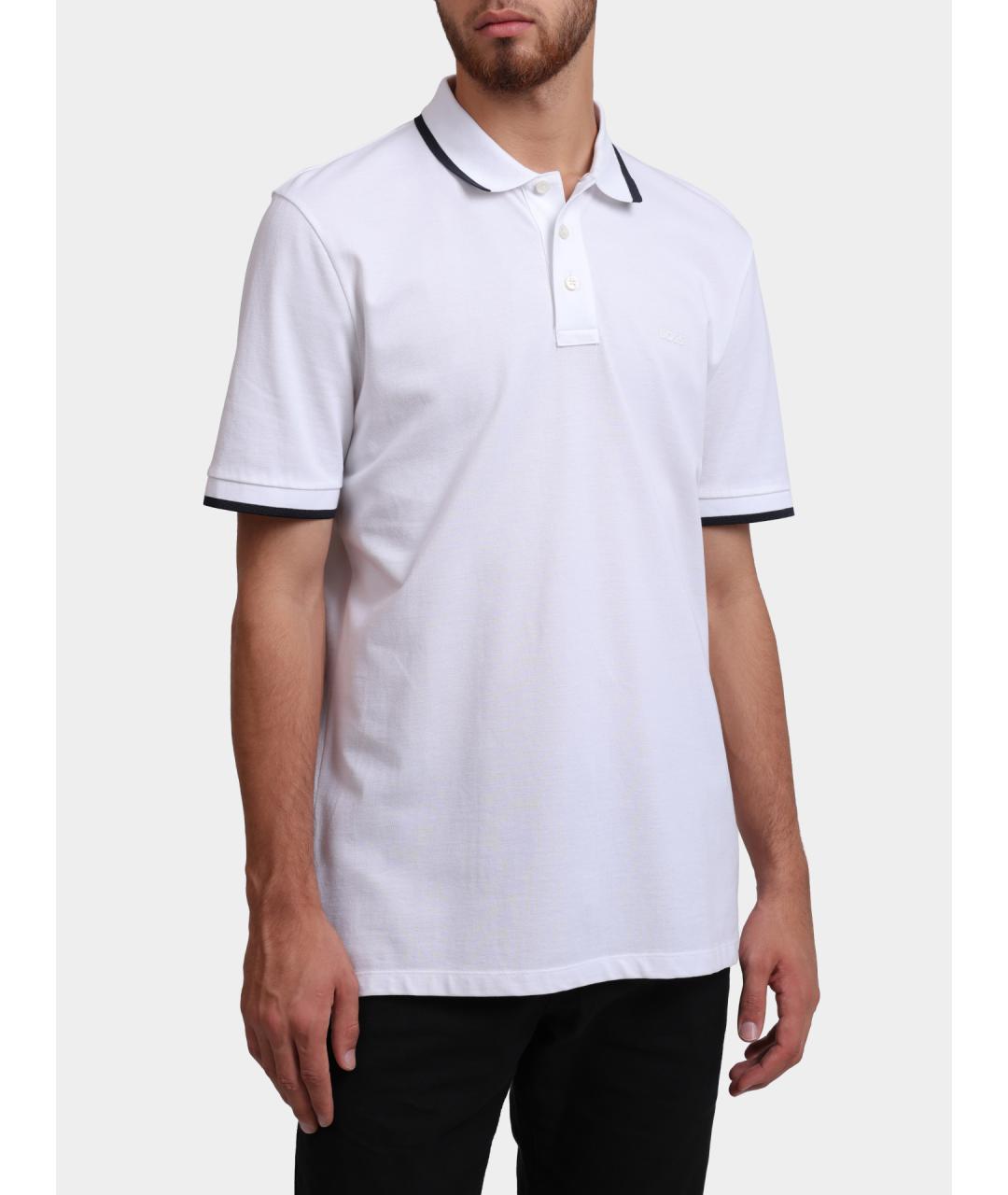 HUGO BOSS Белое хлопковое поло с коротким рукавом, фото 3