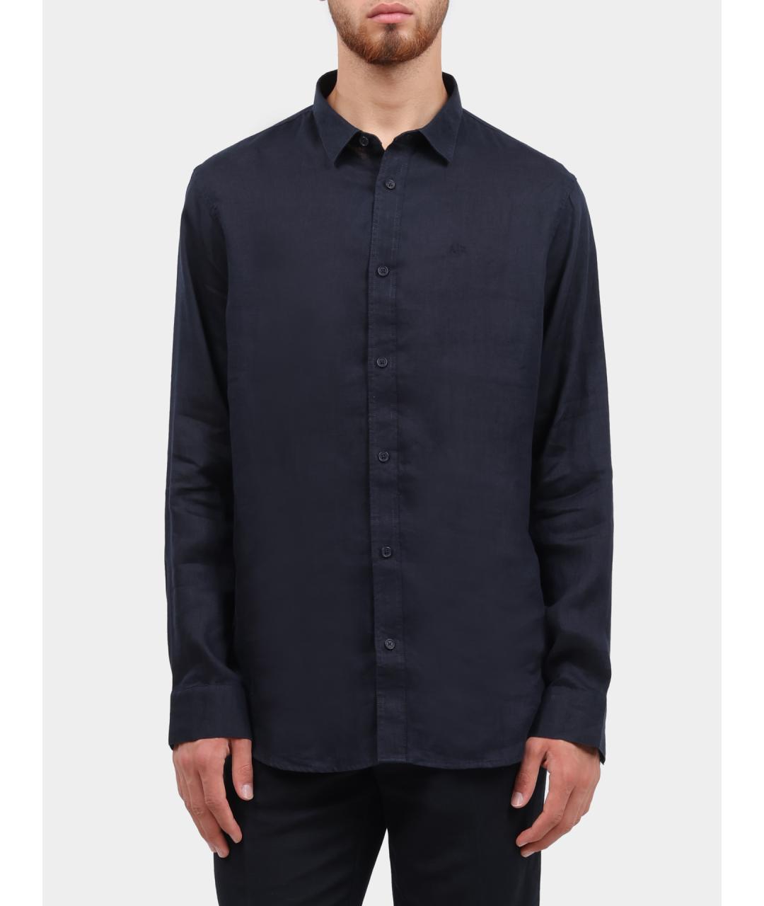 ARMANI EXCHANGE Синяя льняная кэжуал рубашка, фото 6