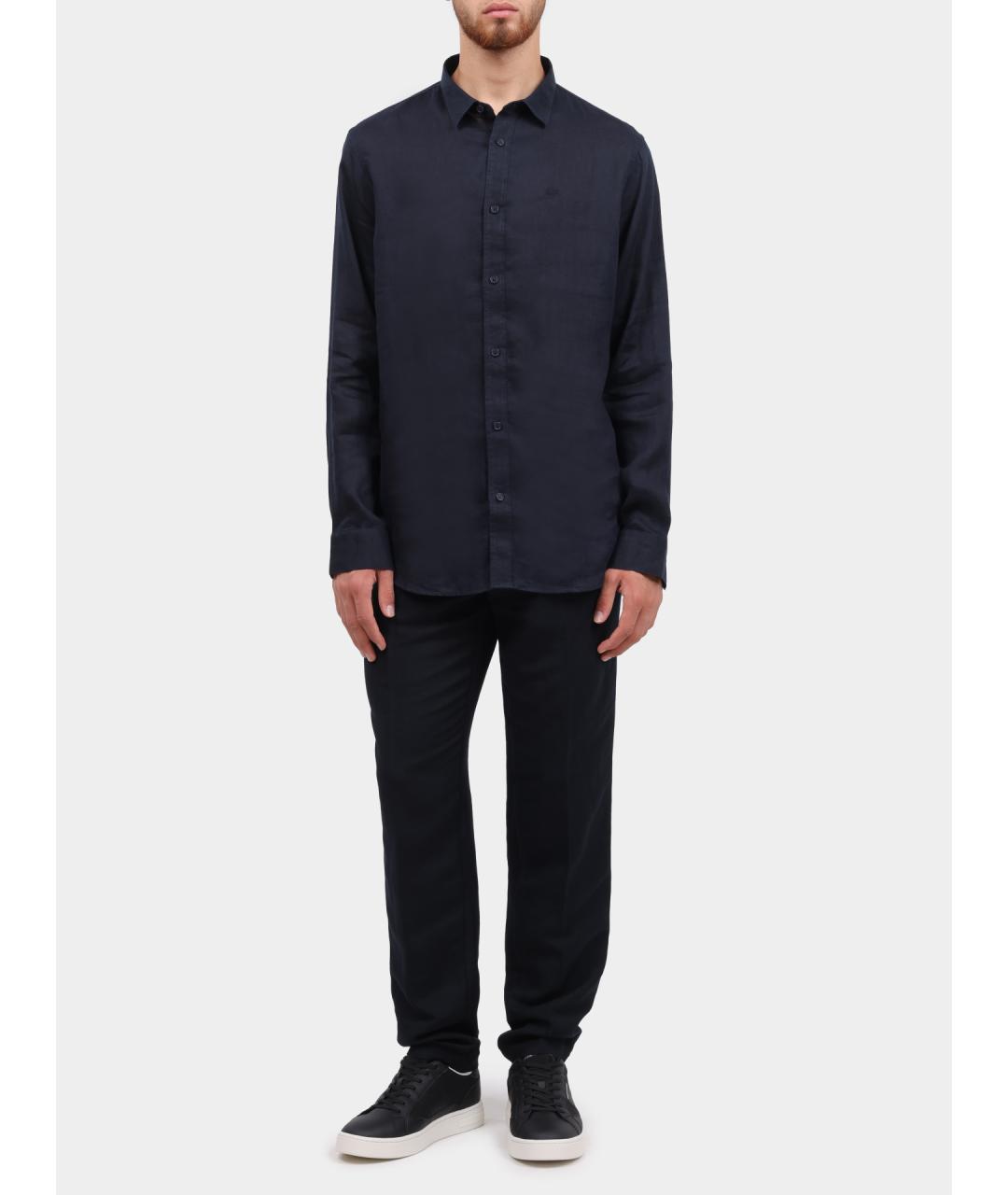 ARMANI EXCHANGE Синяя льняная кэжуал рубашка, фото 2