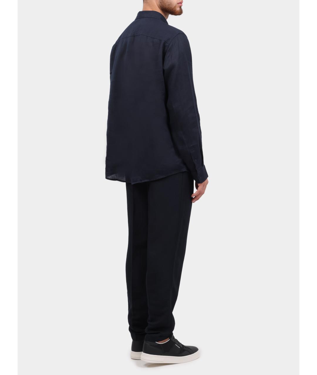 ARMANI EXCHANGE Синяя льняная кэжуал рубашка, фото 5