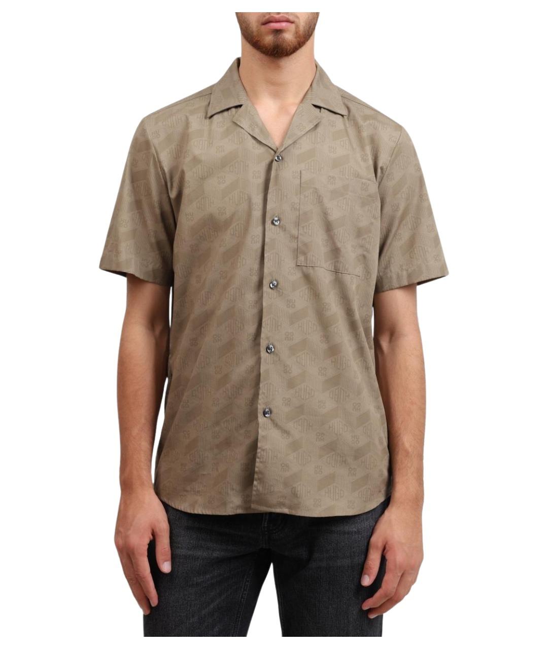 HUGO Бежевая хлопковая кэжуал рубашка, фото 1