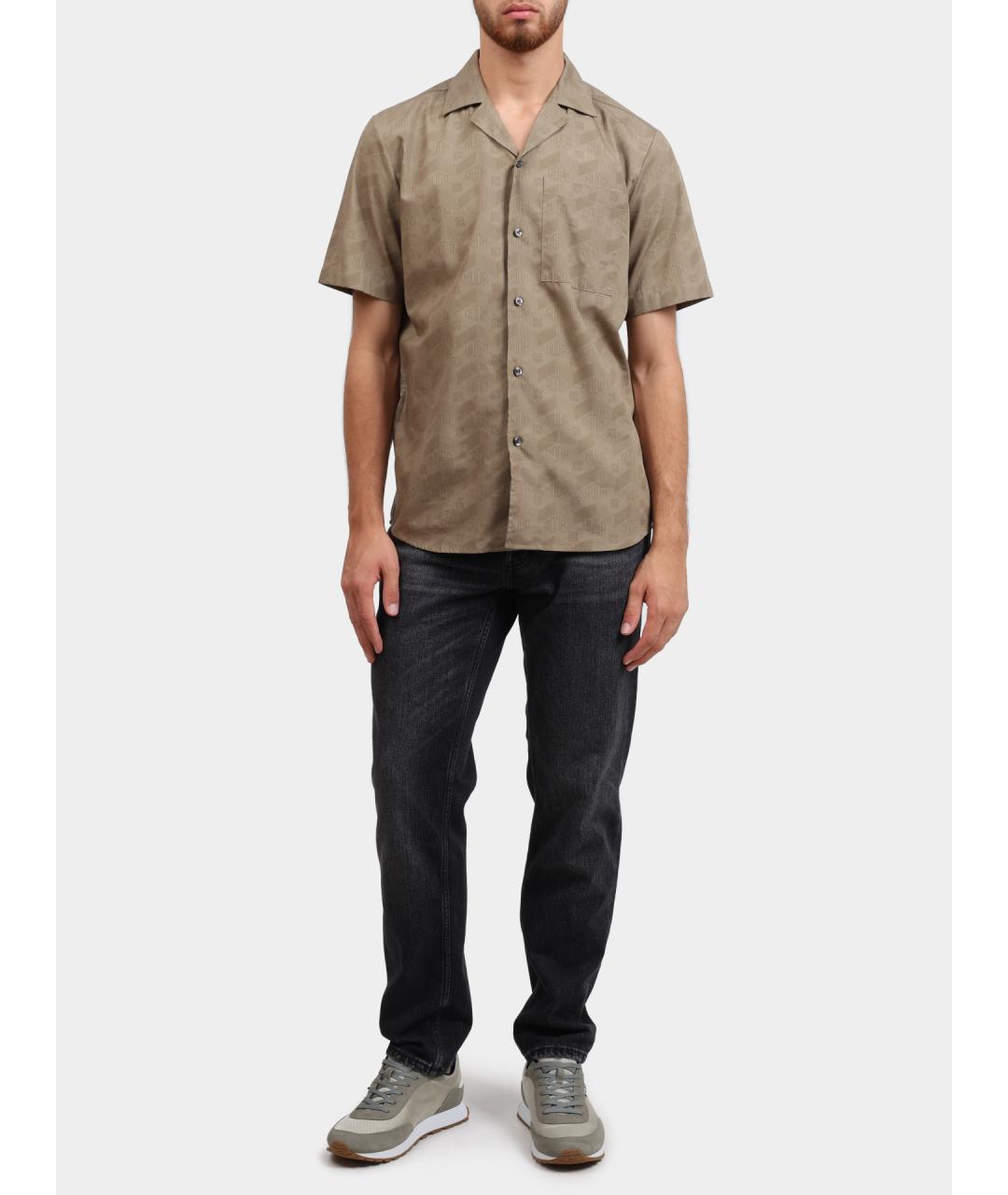 HUGO Бежевая хлопковая кэжуал рубашка, фото 2