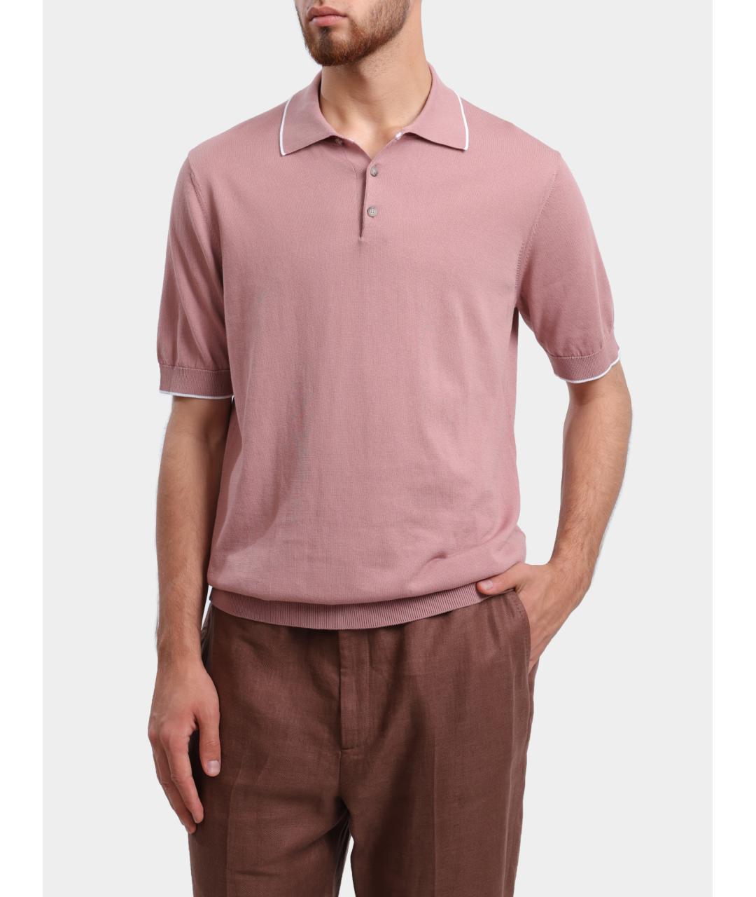 PESERICO Розовое хлопковое поло с коротким рукавом, фото 5