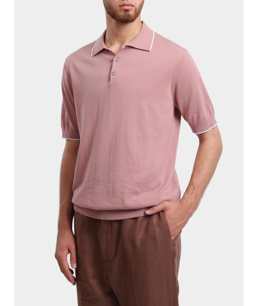 PESERICO Розовое хлопковое поло с коротким рукавом, фото 3