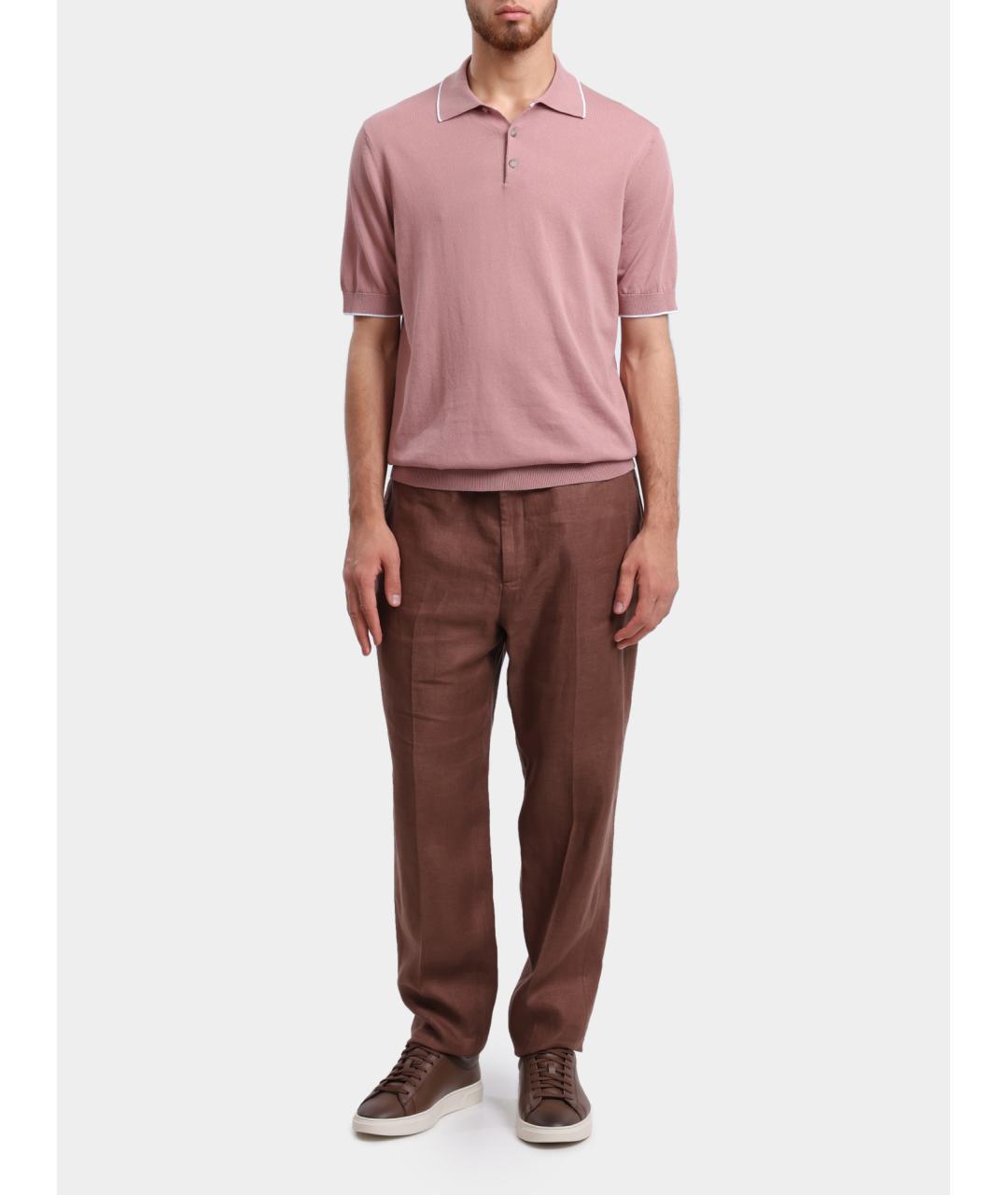 PESERICO Розовое хлопковое поло с коротким рукавом, фото 2