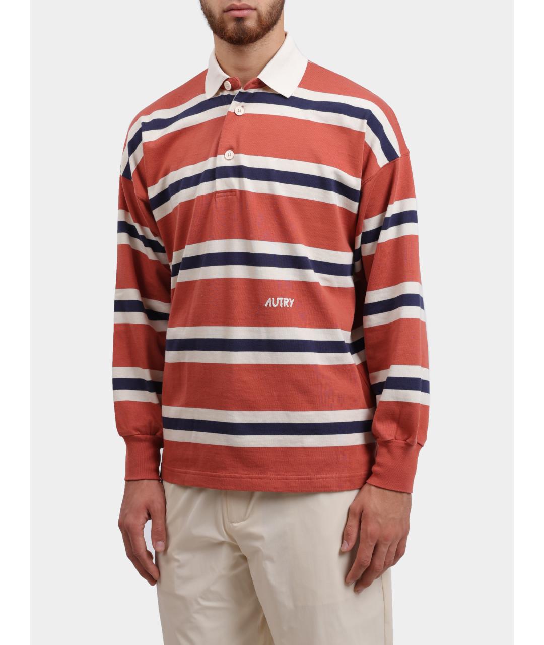 AUTRY Красное хлопковое поло с длинным рукавом, фото 3