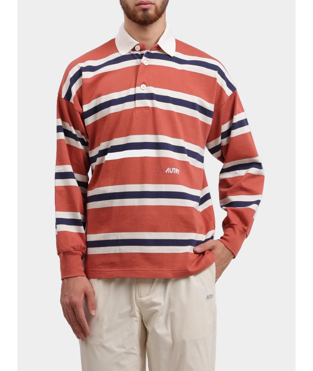 AUTRY Красное хлопковое поло с длинным рукавом, фото 5