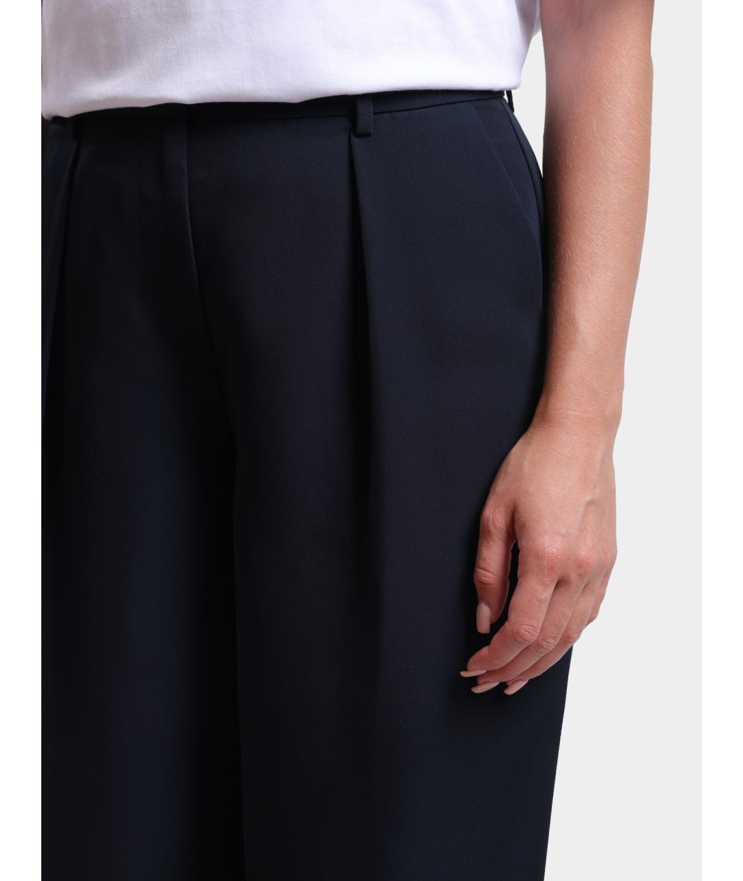 ARMANI EXCHANGE Темно-синие полиэстеровые прямые брюки, фото 4