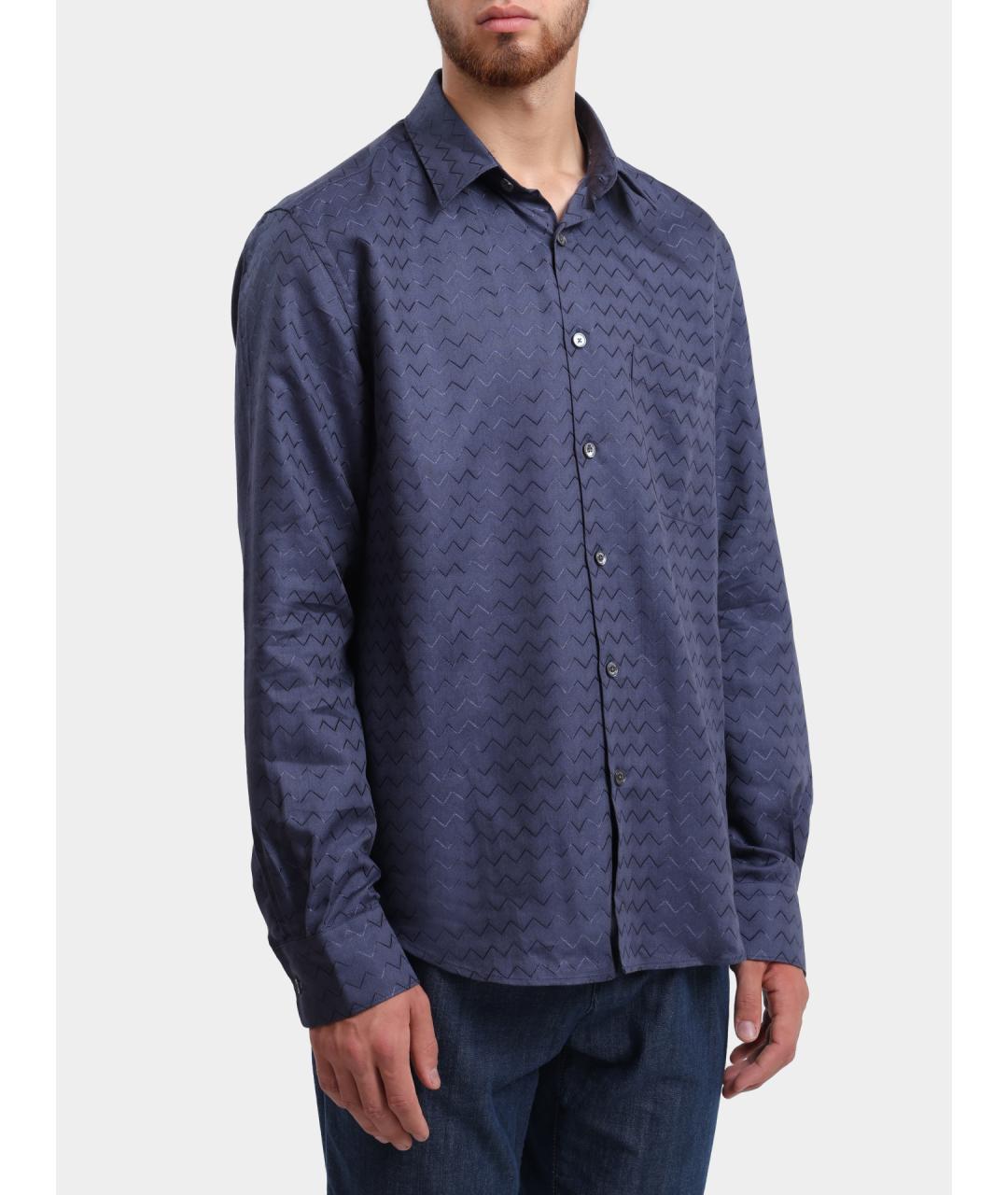 MISSONI Синяя хлопковая кэжуал рубашка, фото 4