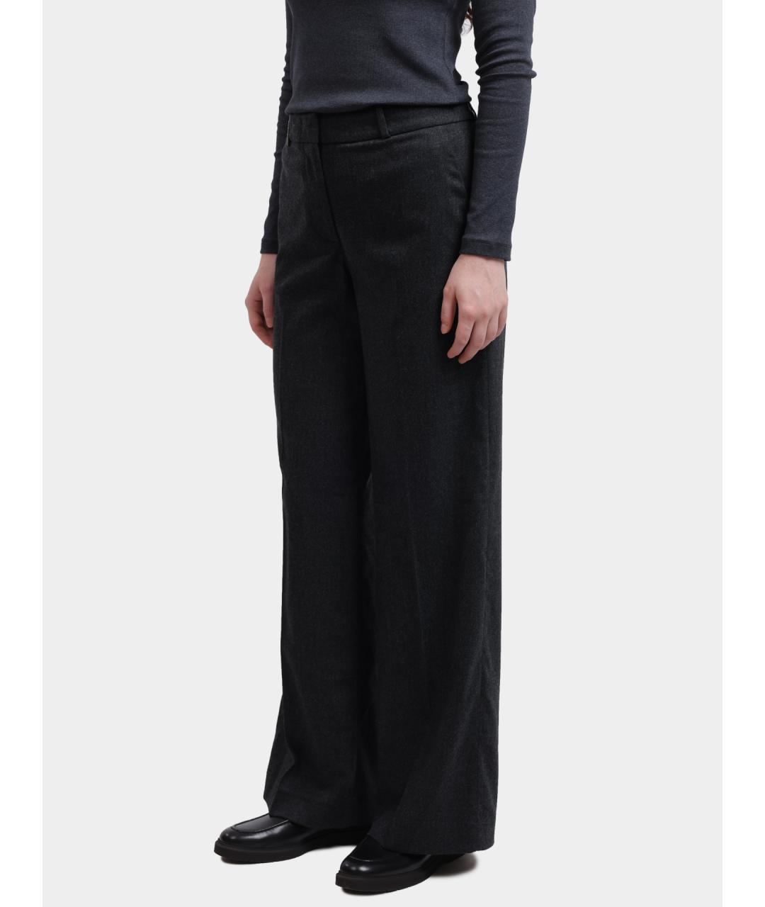 PESERICO Серые шерстяные прямые брюки, фото 3