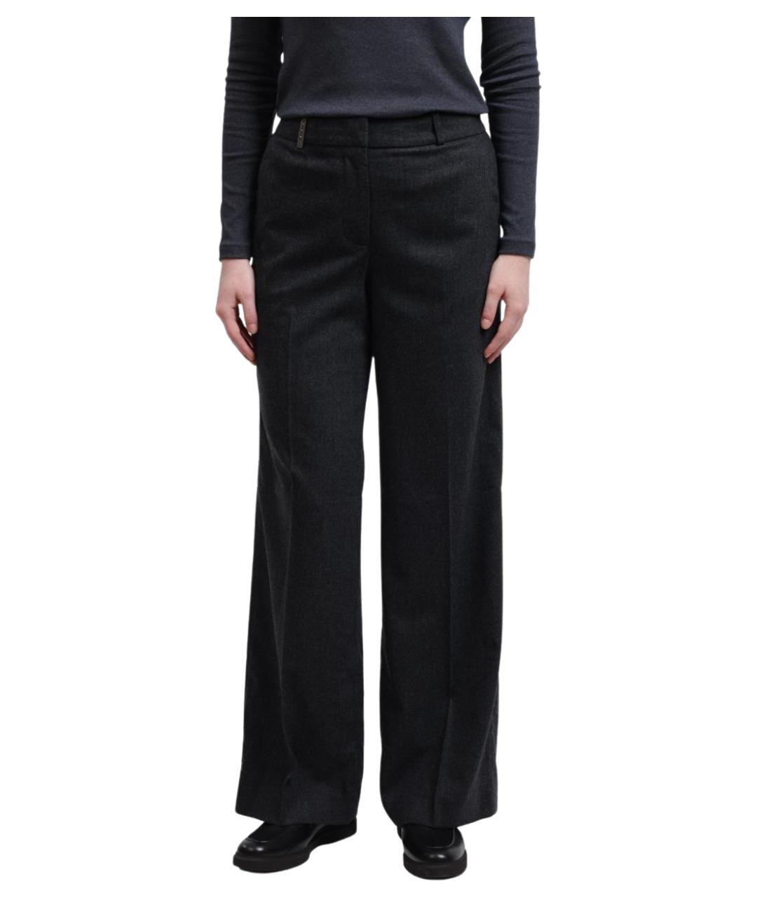 PESERICO Серые шерстяные прямые брюки, фото 1