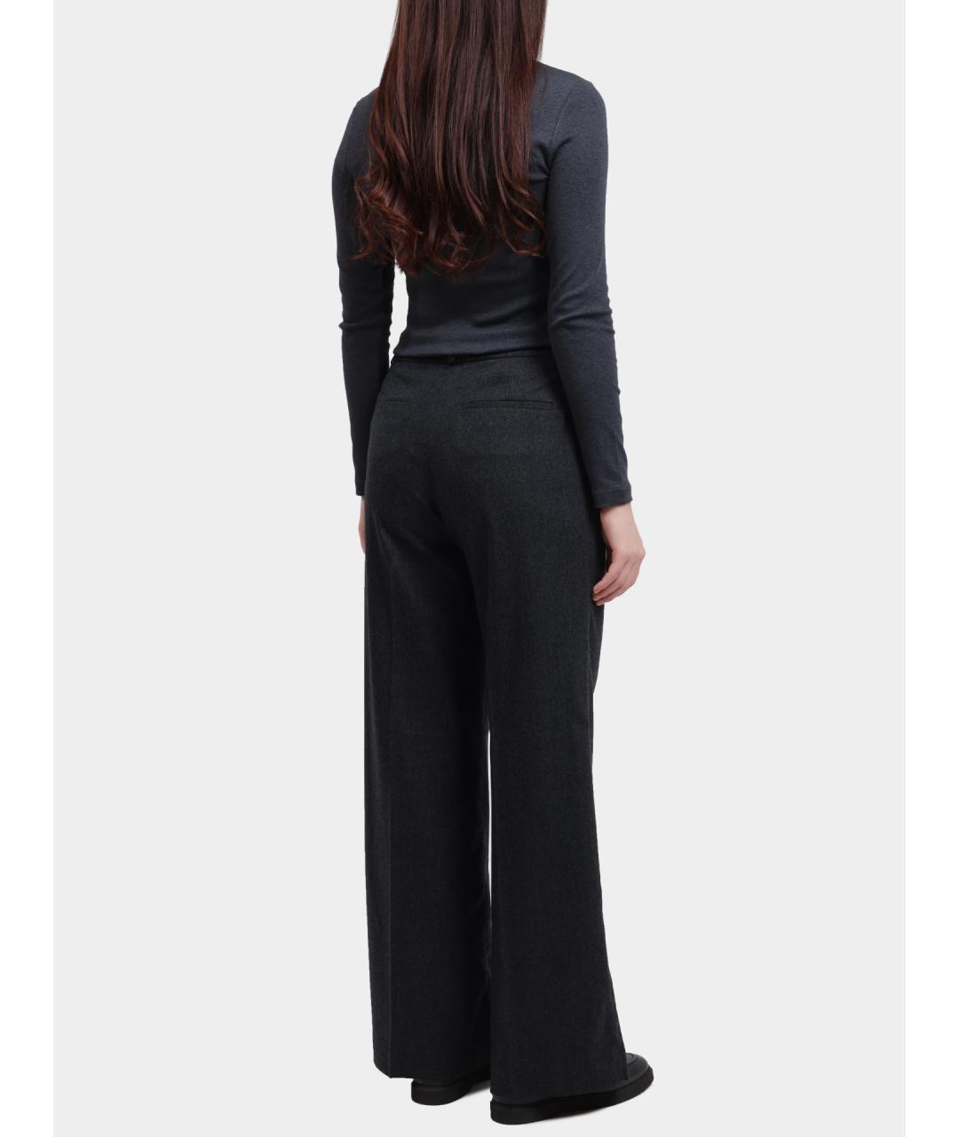 PESERICO Серые шерстяные прямые брюки, фото 5