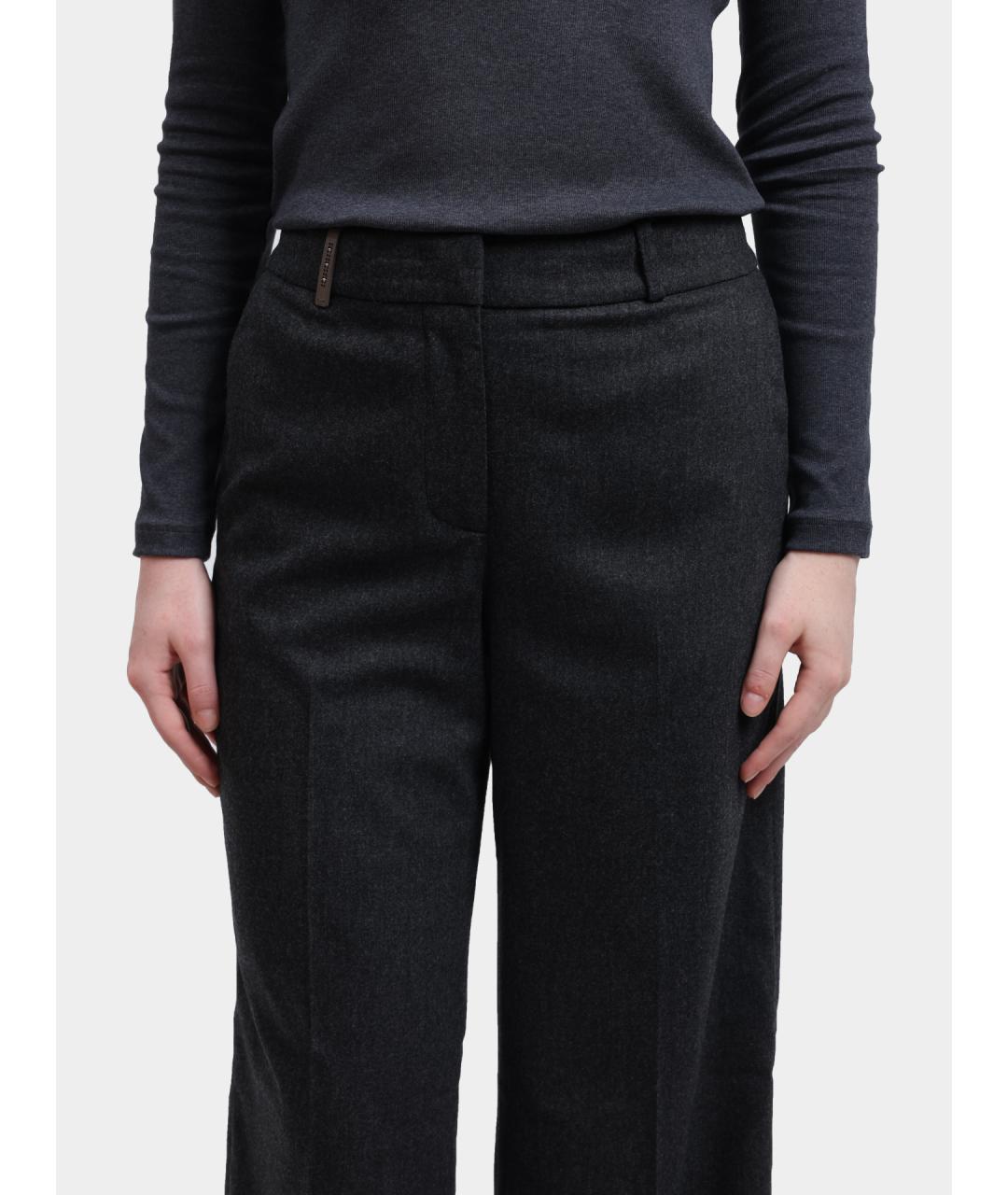 PESERICO Серые шерстяные прямые брюки, фото 4