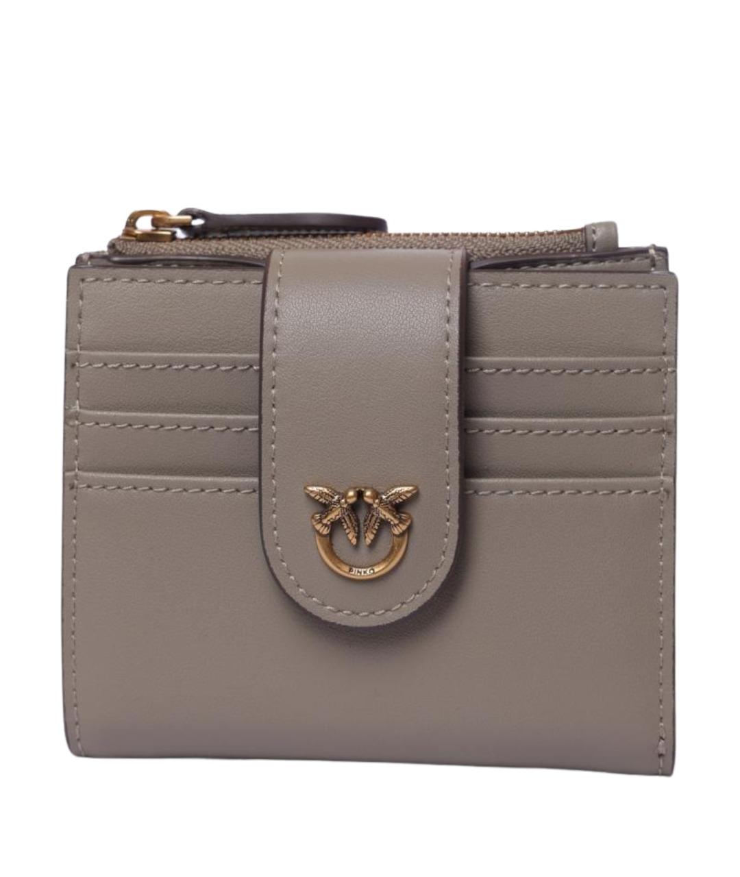 PINKO Серый кожаный кошелек, фото 1