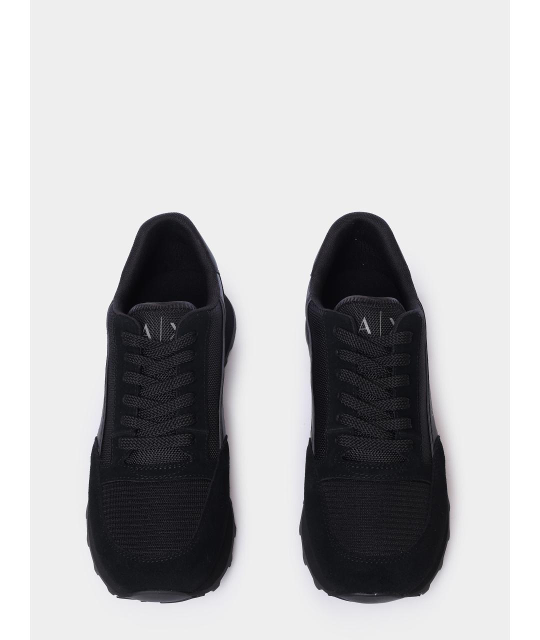 ARMANI EXCHANGE Черные замшевые низкие кроссовки / кеды, фото 3
