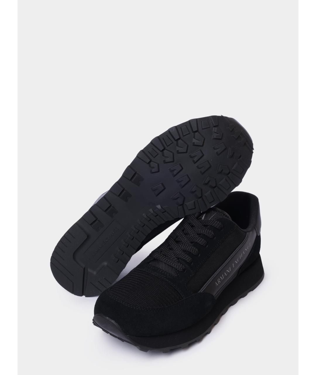 ARMANI EXCHANGE Черные замшевые низкие кроссовки / кеды, фото 4